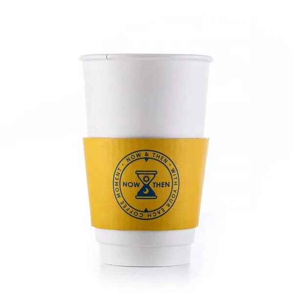 Aanpasbare drankbeker mouw wegwerp Kraft karton koffie thee houder met merk logo gedrukt ontwerp