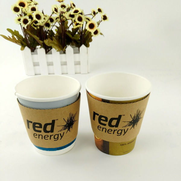 Aanpasbare drankbeker mouw wegwerp Kraft karton koffie thee houder met merk logo gedrukt ontwerp