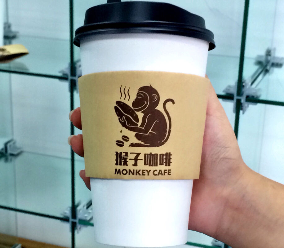 Aanpasbare drankbeker mouw wegwerp Kraft karton koffie thee houder met merk logo gedrukt ontwerp