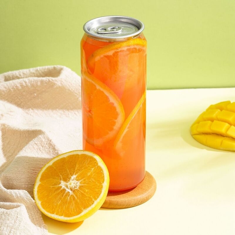Pull-Ring Transparent Bottle Fruit Juice Soda Water Plastic Pet Cans With Easy Open Aluminum Lids