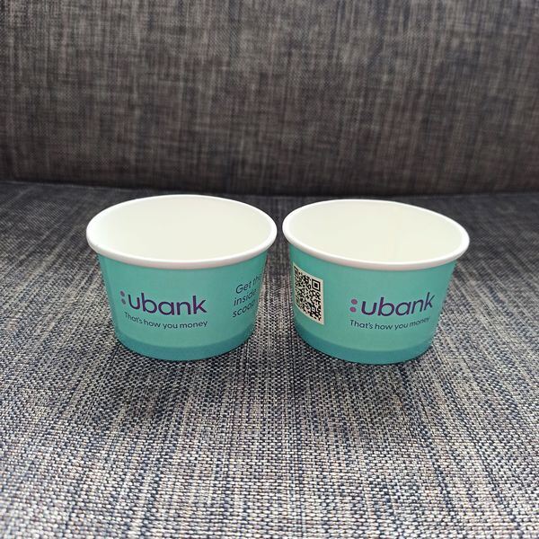 Wegwerp ijsbekers met deksels Custom Printed PP / Paper Frozen Dessert Containers for Gelato, Yogurt & Takeaway