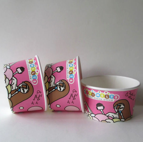 Wegwerp ijsbekers met deksels Custom Printed PP / Paper Frozen Dessert Containers for Gelato, Yogurt & Takeaway
