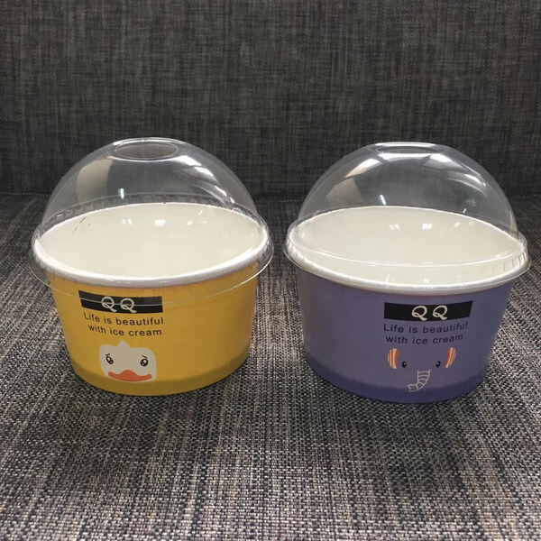 Wegwerp ijsbekers met deksels Custom Printed PP / Paper Frozen Dessert Containers for Gelato, Yogurt & Takeaway