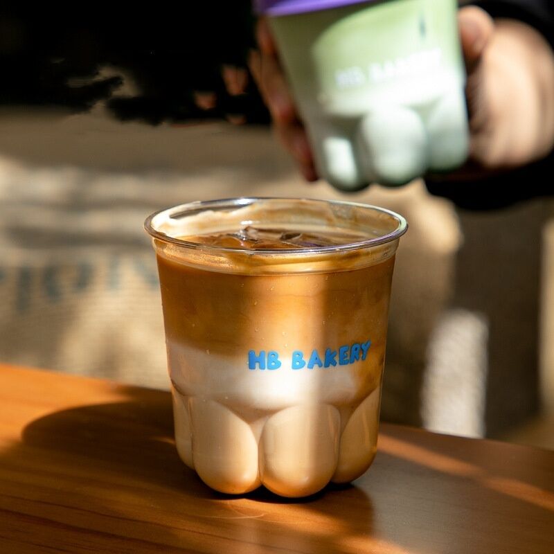 Leuke en creatieve kattenklauw beker wegwerp koffiebeker met deksel transparante hoge schoonheid koude drank melk thee beker