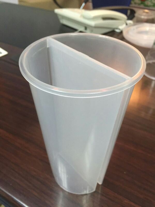 Groothandel 95 mm kaliber dubbelcompartiment deelbeker ️ dubbelzijdig gespleten plastic bekertje met deksel voor boba thee, sap en gemengde dranken